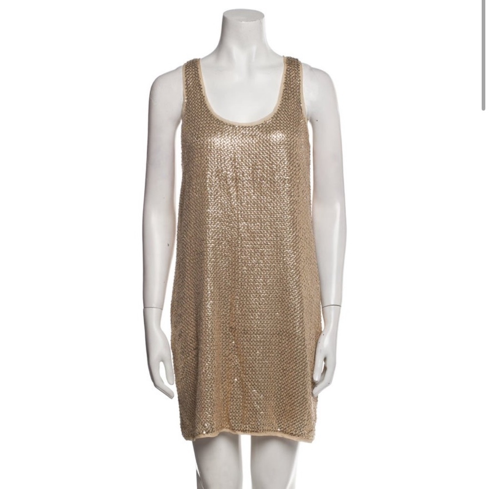 diane von furstenberg gold SEQUIN SHIFT ORBA DRESS size XS